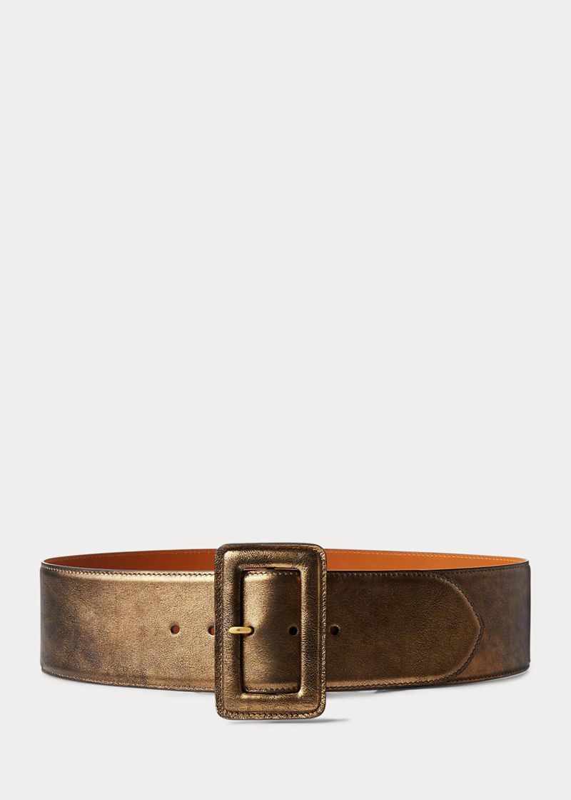 ラルフ ローレン ベルト レディース ゴールド Trench-buckle Metallic カーフスキン FZBHX3014